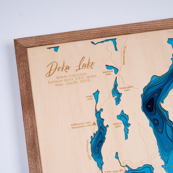 Experience the intricate detail of Deka Lake 3D Wooden Nautical Maps, a unique home decor piece by Moc Tho.