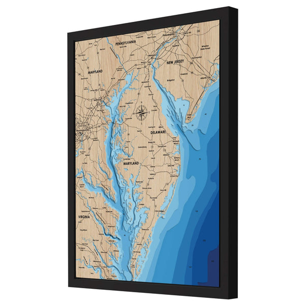 Delmarva Peninsula, US 3D Wooden Map - Blue – 9 Layers