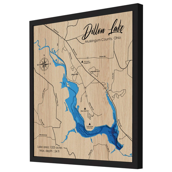 Dillon Lake 3D Wooden Map – Blue – 7 Layers