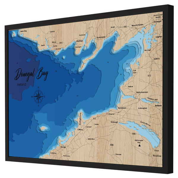 Donegal Bay 3D Wooden Map – Blue – 9 Layers