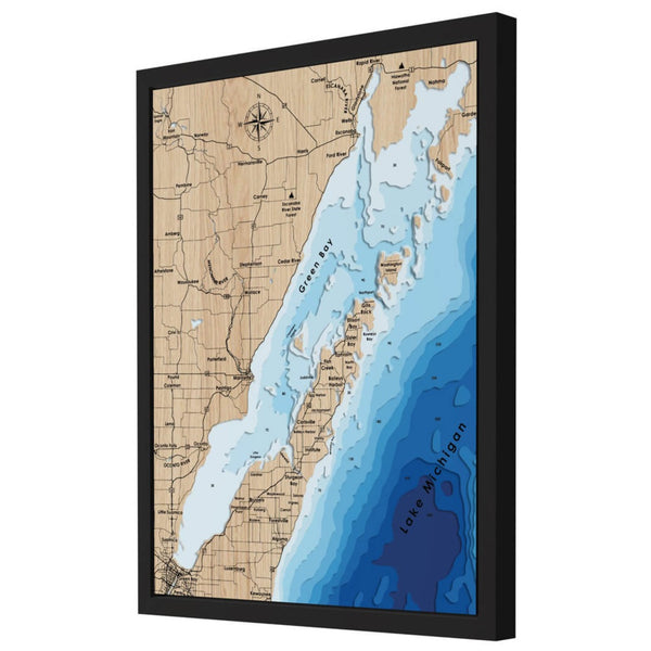 Door County 3D Wooden Map - Blue – 11 Layers