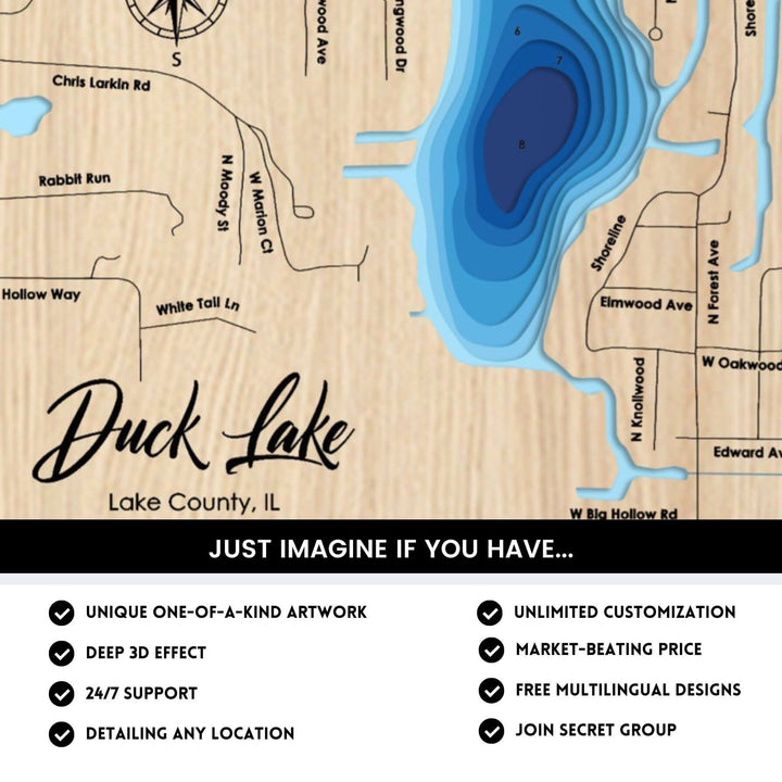Details of Duck Lake 3D Depth Map FIles, unique wall art, deep effect, unlimited customization