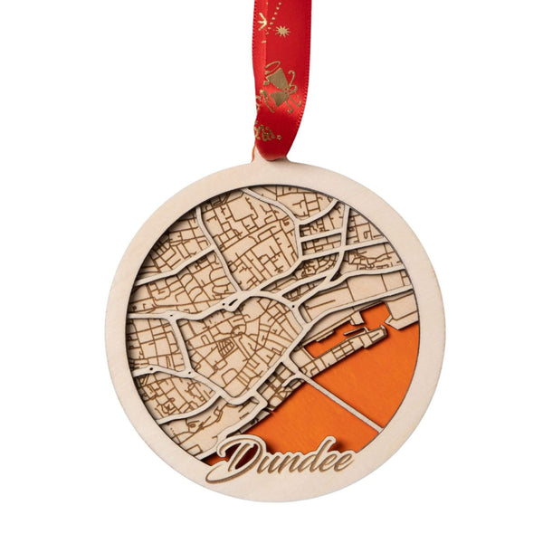 Dundee, Scotland 3D Wooden City Map Ornament – 4.5’’x4’’ - Blue