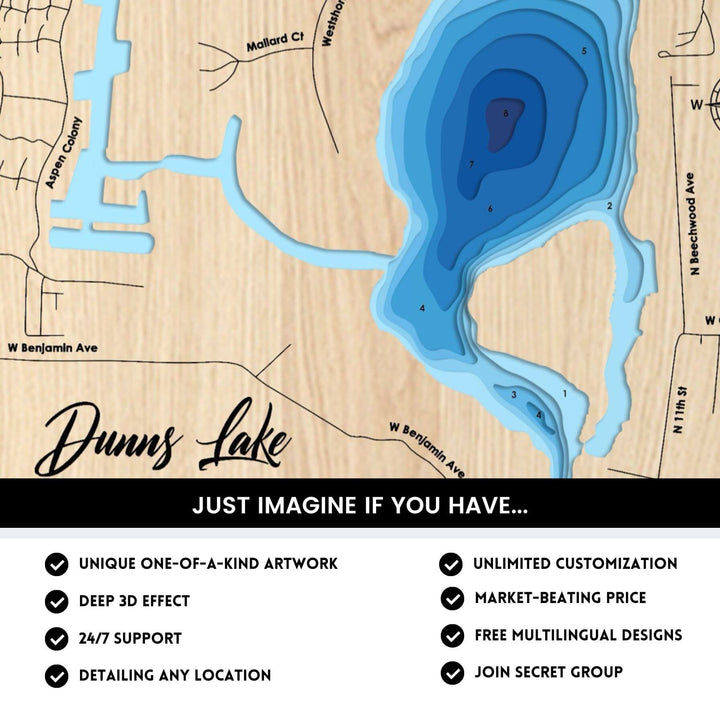 Details of Dunns Lake 3D Depth Map FIles, unique wall art, deep effect, unlimited customization