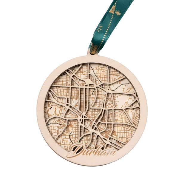 Durham, UK 3D Wooden City Map Ornament – 4.5’’x4’’ - Blue