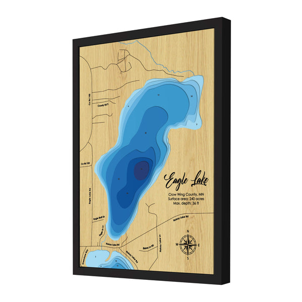 Eagle Lake Map, Minnesota - Personalized 3D Wooden Map - Depth Map Wall Art - Nautical Decor for Lake House