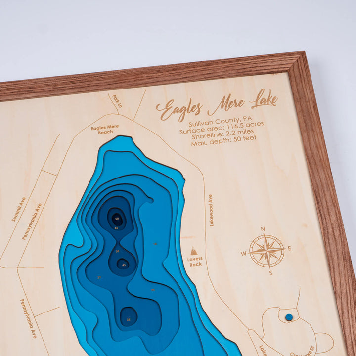 Experience the intricate craftsmanship of our Eagles Mere Lake 3D wooden map, exclusively by Moc Tho