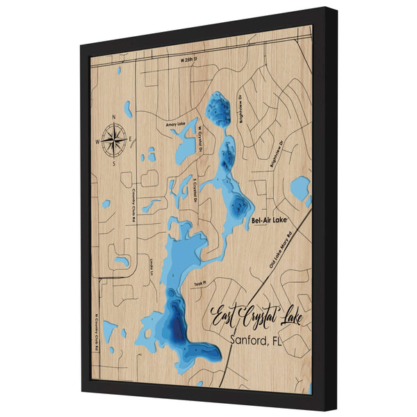 East Crystal Lake 3D Wooden Map – Blue – 8 Layers