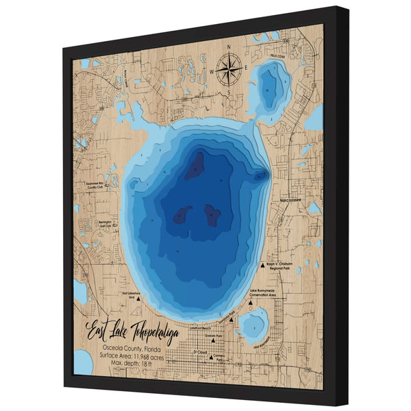 East Lake Tohopekaliga 3D Wooden Map – Blue – 9 Layers