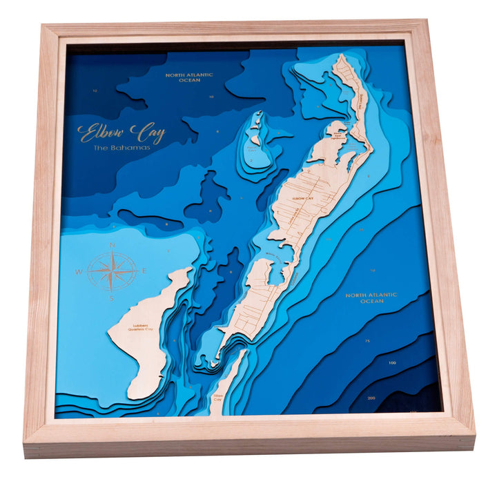 the intricate topography of our Elbow Cay 3D Wooden Nautical Map Wall Art, exclusively by Moc Tho