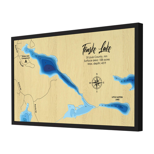 Fenske Lake Map, Minnesota - Personalized 3D Wooden Map - Depth Map Wall Art - Nautical Decor for Lake House