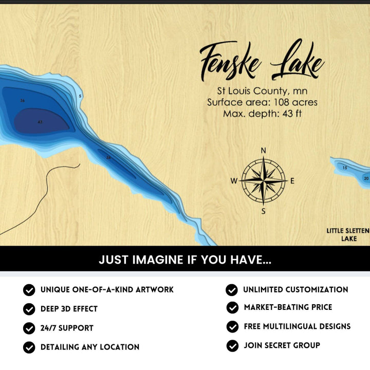 Details of Fenske Lake 3D Depth Map FIles, unique wall art, deep effect, unlimited customization