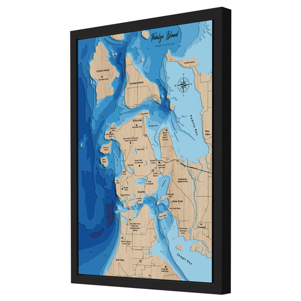 Fidalgo Island 3D Wooden Map - Blue – 9 Layers