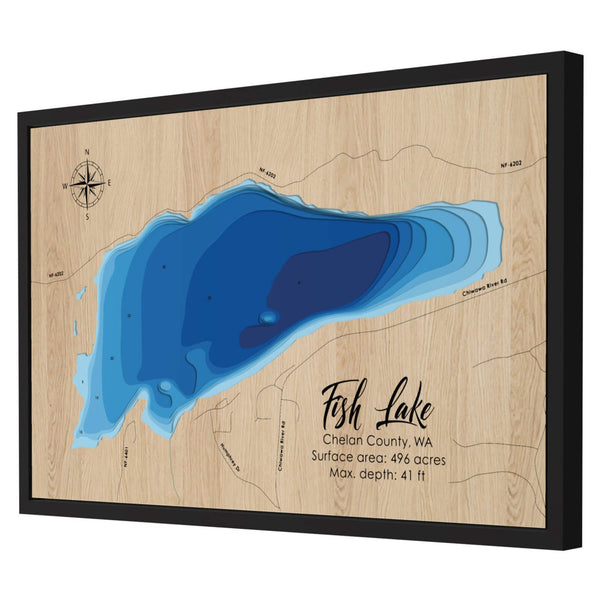 Fish Lake 3D Wooden Map - Blue – 9 Layers