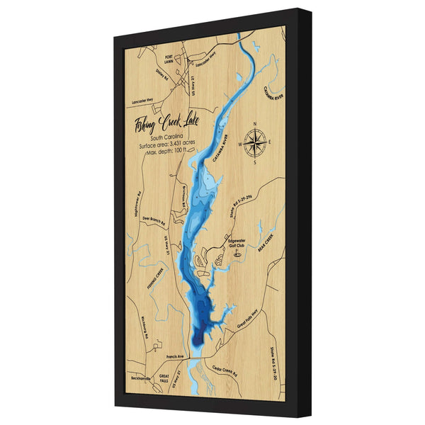 Fishing Creek Lake 3D Wooden Map - Blue – 9 Layers