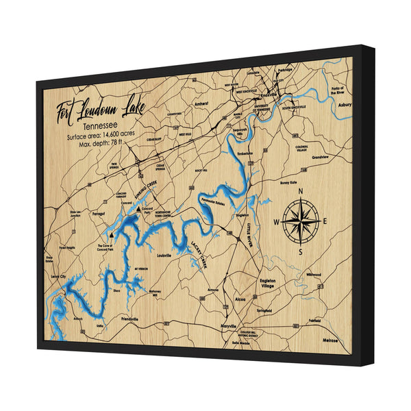 Fort Loudoun Lake Map, Tennessee - Personalized Wood Map - Depth Map Wall Art - Nautical Decor for Lake House