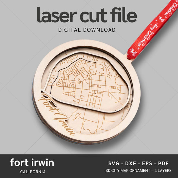 Fort Irwin, CA City Map Ornaments Files - 4 Layers - Svg/Ai/Dxf/Pdf