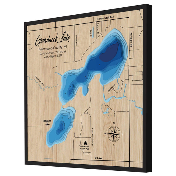 Gourdneck Lake 3D Wooden Map - Blue – 9 Layers