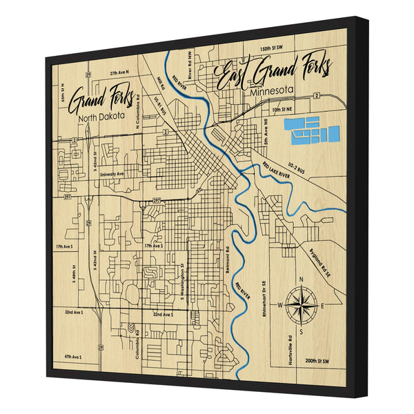 Grand Forks Map, North Dakota - Personalized 3D Wooden Map - Depth Map Wall Art - Nautical Decor for Lake House