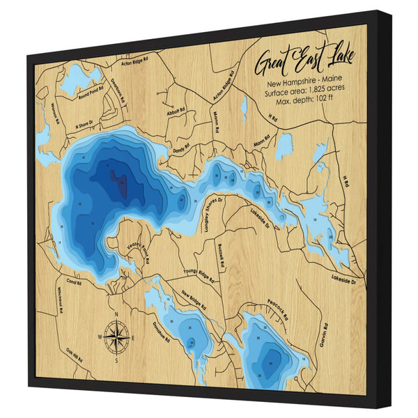 Great East Lake 3D Wooden Map - Blue – 9 Layers