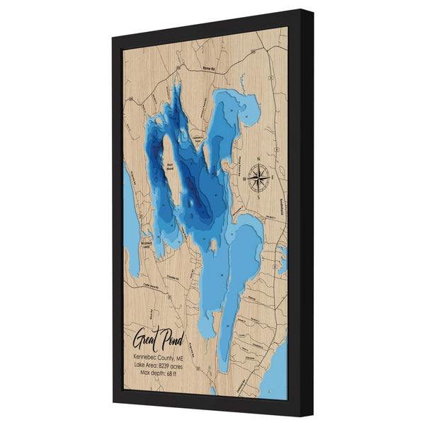 Great Pond 3D Wooden Map - Blue – 8 Layers