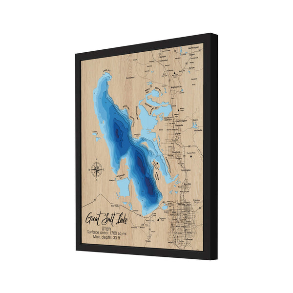 Great Salt Lake 3D Wooden Map - Blue – 9 Layers