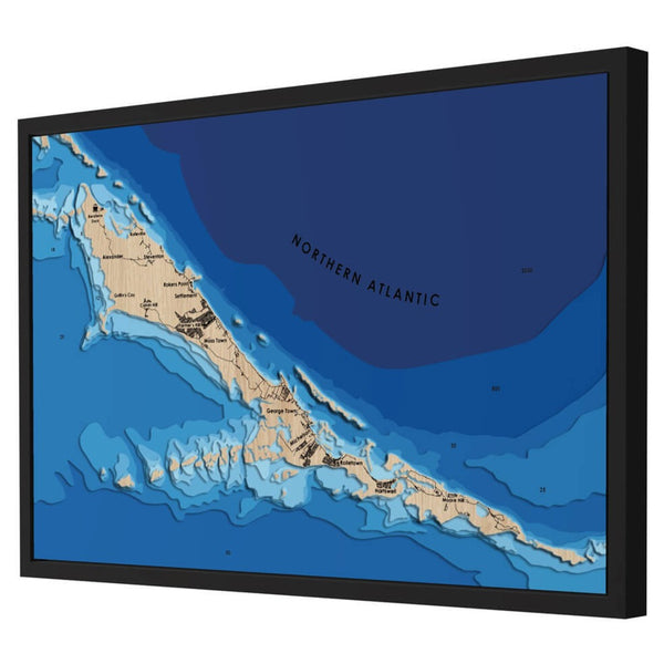 Great Exuma Island 3D Wooden Map - Blue – 9 Layers