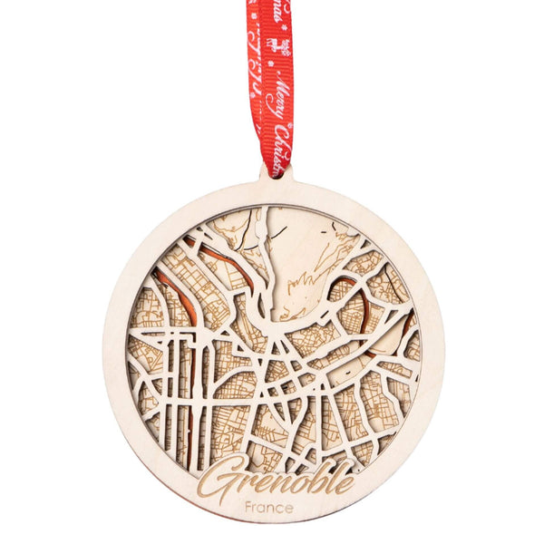 Grenoble, France 3D Wooden City Map Ornament – 4.5’’x4’’