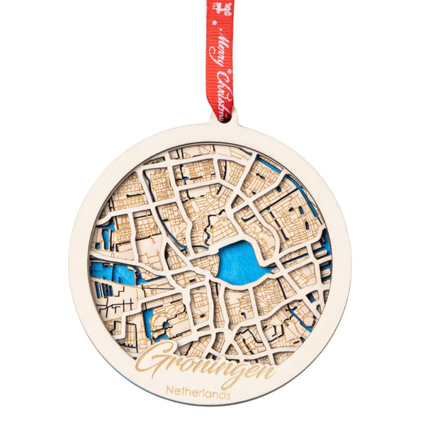 Groningen, Netherlands 3D Wooden City Map Ornament – 4.5’’x4’’