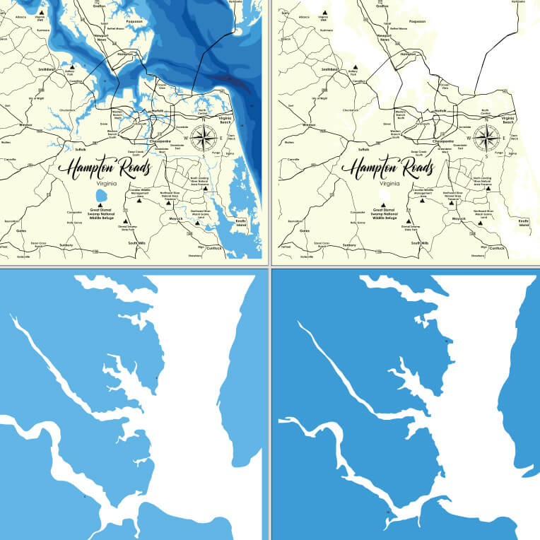 Hampton Roads, Virginia Laser Map Files - 7 Layers - Svg/Ai/Dxf/Pdf ...