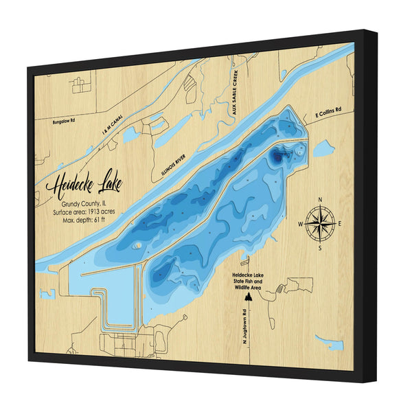 Heidecke Lake Map - Personalized 3D Wooden Map - Depth Map Wall Art - Nautical Decor for Lake House