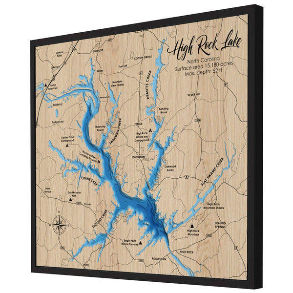 High Rock lake 3D Wooden Map - Blue – 7 Layers