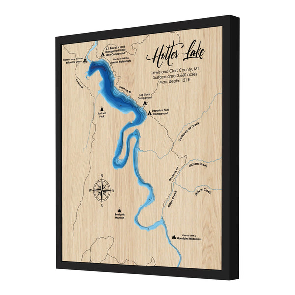 Holter Lake Map, Montana - Personalized 3D Wooden Map - Depth Map Wall Art - Nautical Decor for Lake House