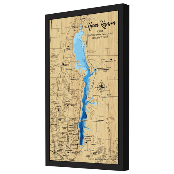 Hoover Reservoir 3D Wooden Map - Blue – 9 Layers