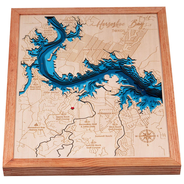 Horseshoe Bay 3D Wooden Map - Blue – 9 Layers