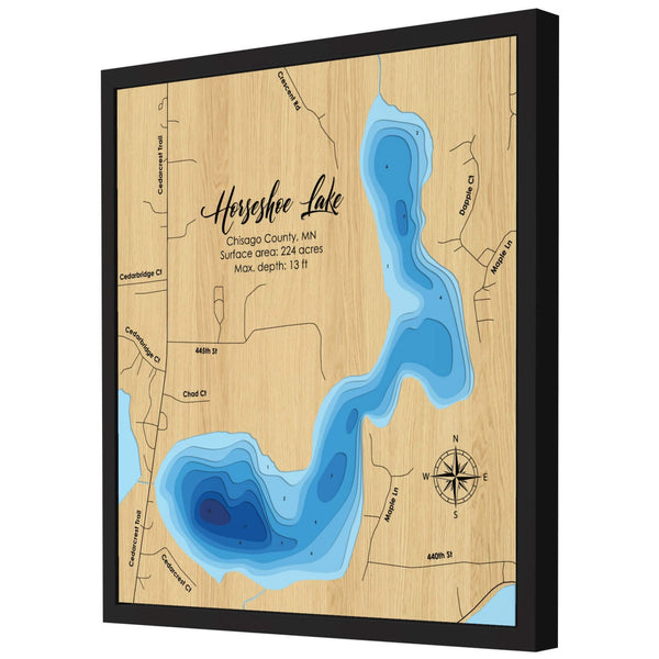 Horseshoe Lake 3D Wooden Map - Blue – 9 Layers