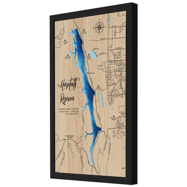 Horsetooth Reservoir 3D Wooden Map - Blue – 9 Layers