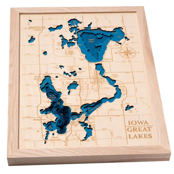 Iowa Great Lake 3D Wooden Map - Dark Blue – 7 Layers