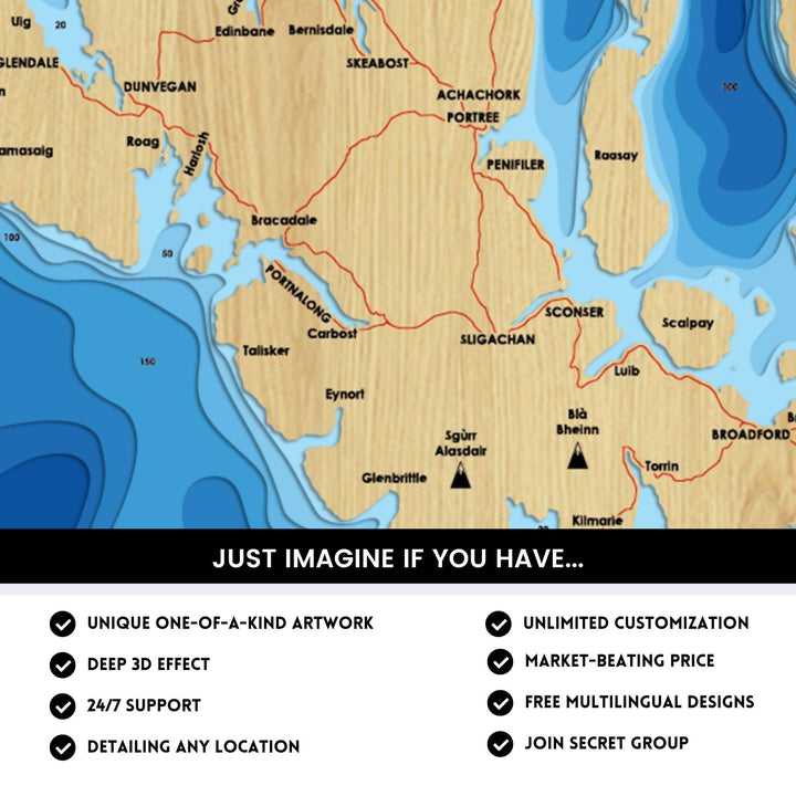 Details of Isle of Skye 3D Depth Map FIles, unique wall art, deep effect, unlimited customization