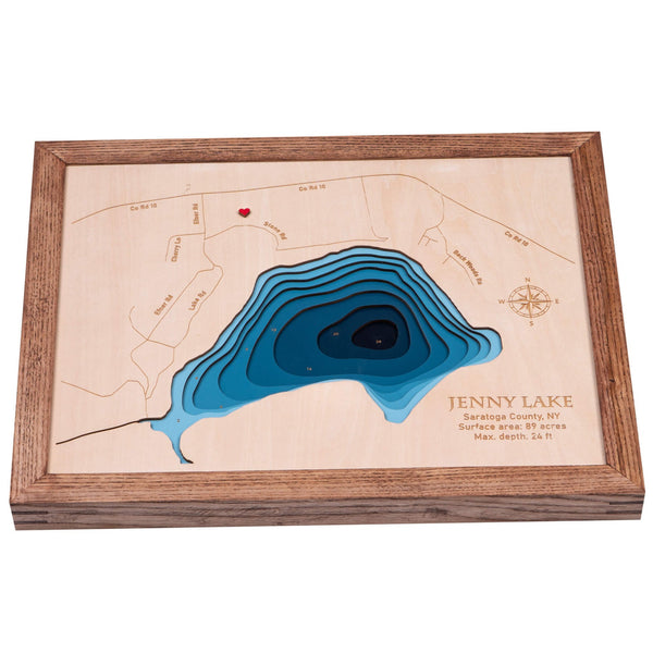 Jenny Lake 3D Wooden Map - Dark Blue - 9 Layers