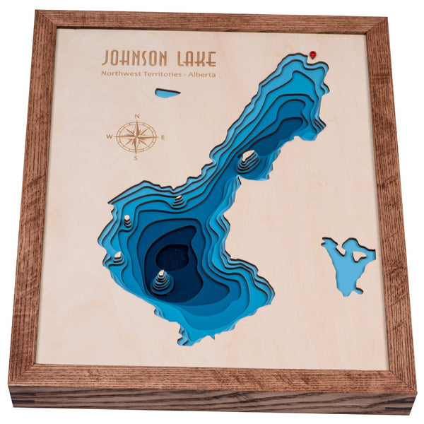 Johnson Lake 3D Wooden Map - Dark Blue - 9 Layers