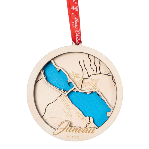 Juneau, AK 3D Wooden City Map Ornament – 4.5’’x4’’