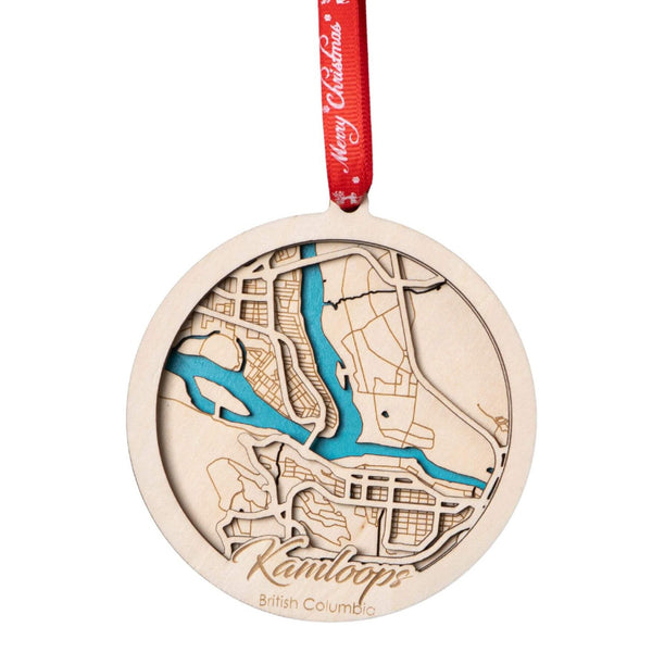 Kamloops, BC 3D Wooden City Map Ornament – 4.5’’x4’’