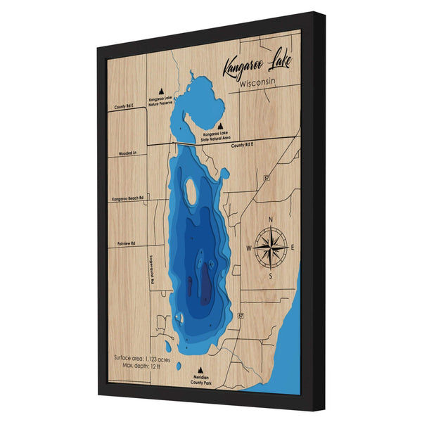 Kangaroo Lake 3D Wooden Map - Blue – 7 Layers