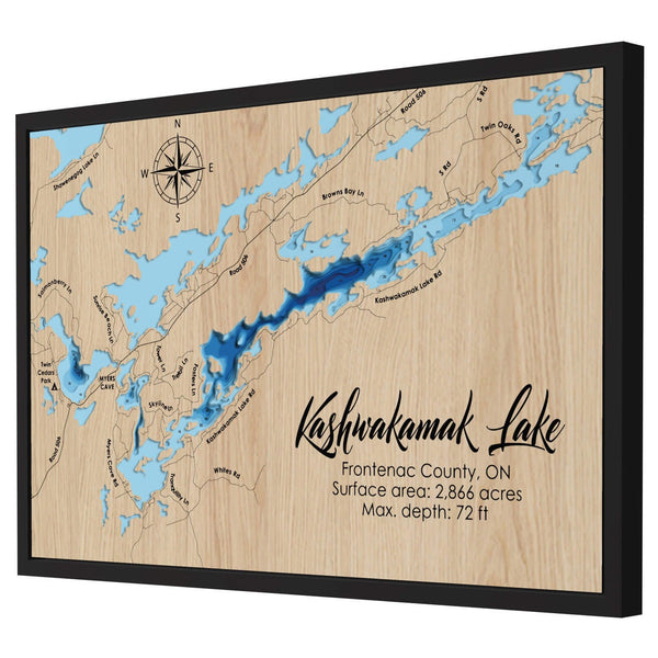 Kashwakamak Lake 3D Wooden Map - Blue – 9 Layers