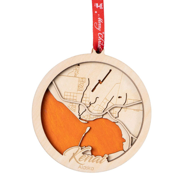 Kenai, AK 3D Wooden City Map Ornament – 4.5’’x4’’