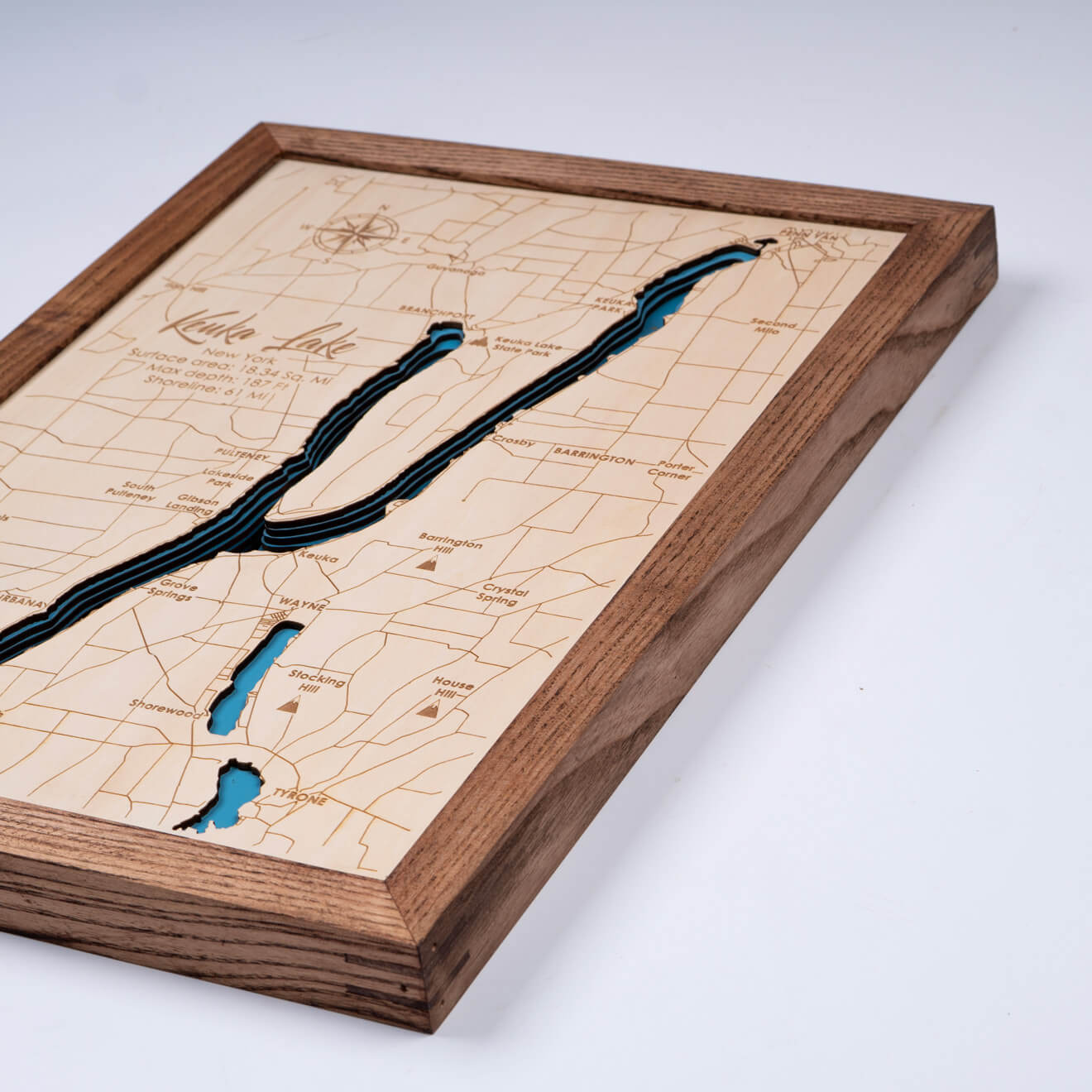 Keuka Lake, New York 3D Wooden Map - Dark Blue - 9 Layers – Moc