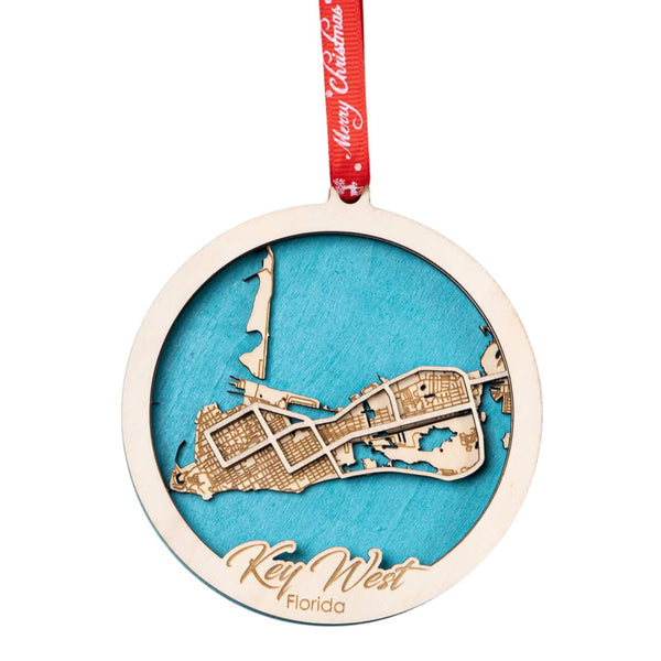 Key West, FL 3D Wooden City Map Ornament – 4.5’’x4’’