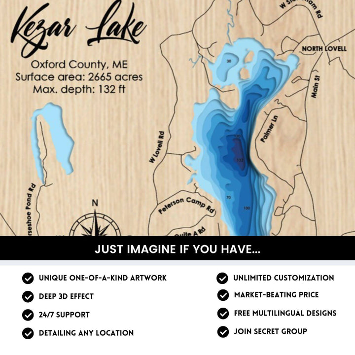 Details of Kezar Lake 3D Depth Map FIles, unique wall art, deep effect, unlimited customization