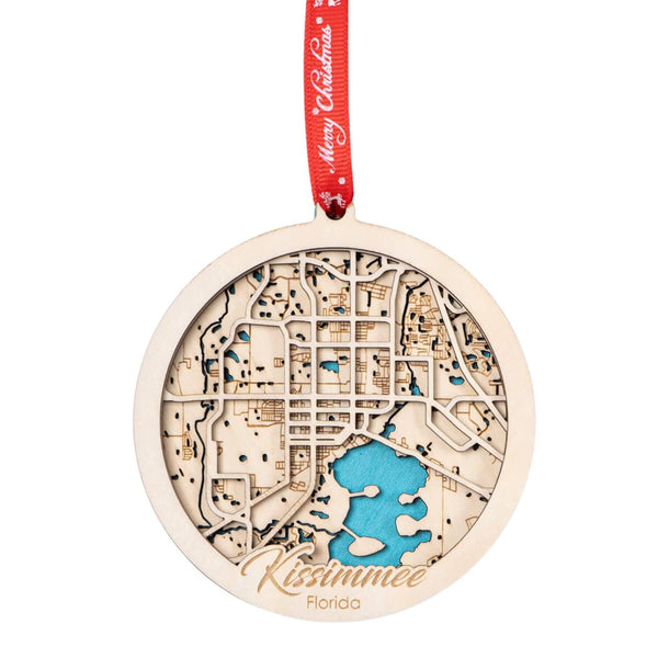 Kissimmee, FL 3D Wooden City Map Ornament – 4.5’’x4’’